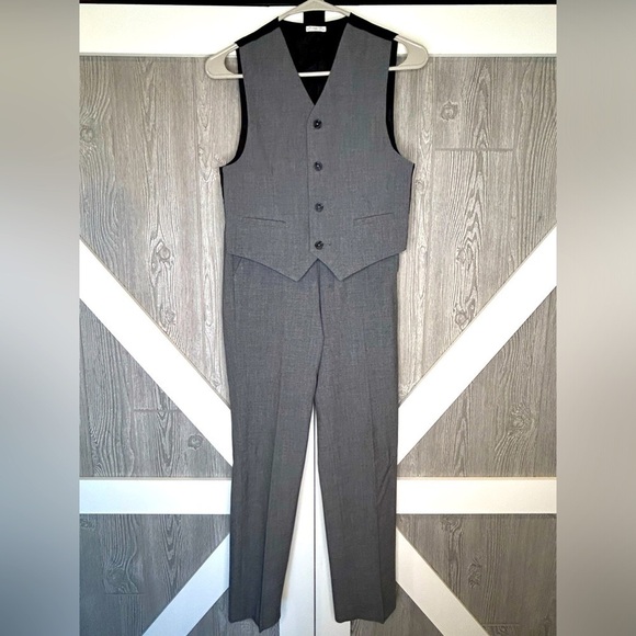 Calvin Klein Other - 037. Calvin Klein Charcoal Big Boys Slim-Fit Plain-Weave Suit Pants and Vest